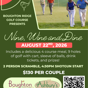 Nine, Wine and Dine- August 22nd
